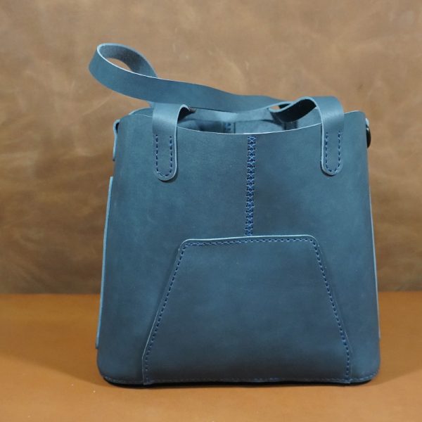 Montana Bison And Leather - Blue Leather Handbag